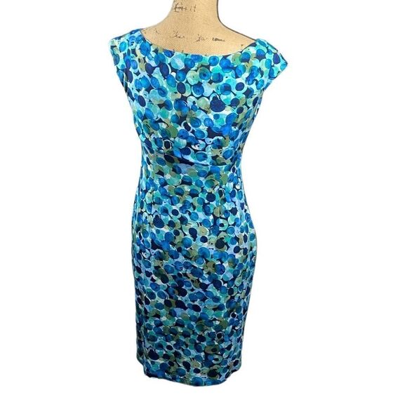 Connected Apparel Dress Printed Pattern 4P Blue Green - Picture 4 of 7